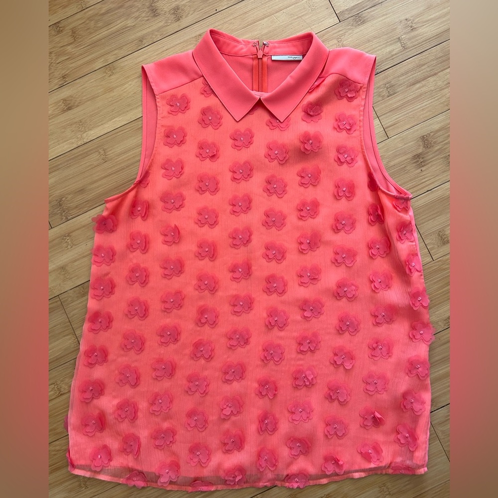 Halogen Coral Sleeveless Flower Blouse